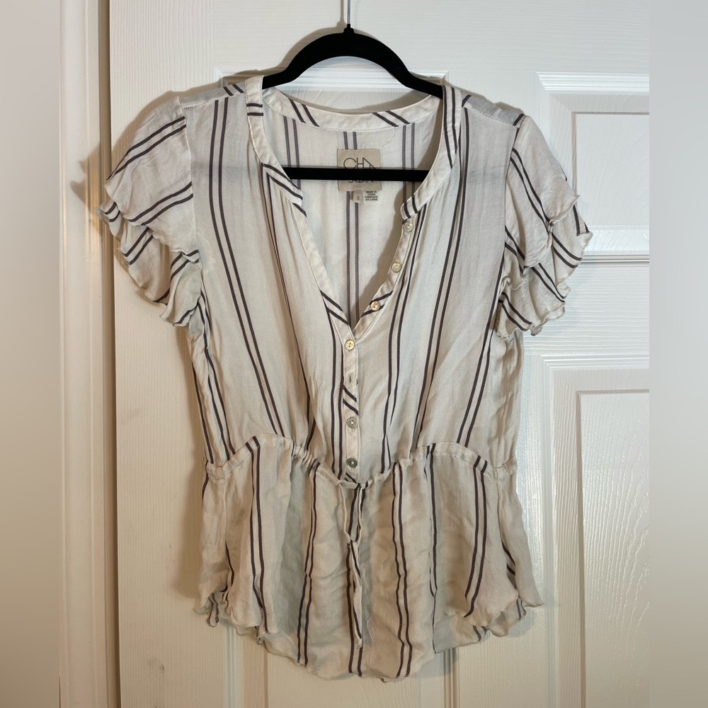 Chaser Cream Striped Blouse